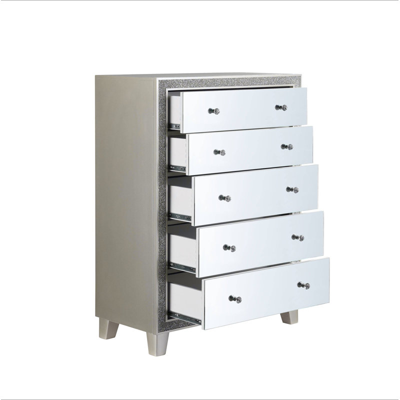 Commode à finition miroir et champagne Sliverfluff