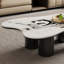 Table basse de 48 po en forme de nuage, table basse irrégulière à plateau fritté en forme de pierre avec 4 pieds cylindriques en métal, table centrale asymétrique moderne pour le salon