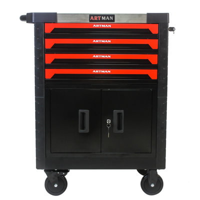 Chariot à outils amovible 4 tiroirs avec serrure