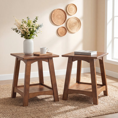 Solid Wood End Table Side Table with Storage
