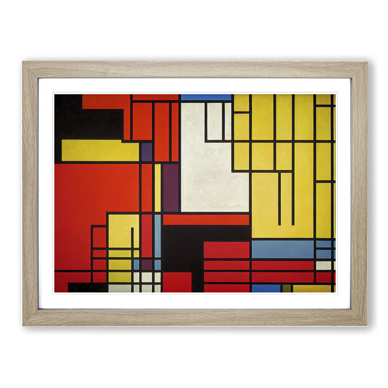 Cubism Abstract Vol.4 - Framed Print, 46cm H x 64cm W x 2cm D, Oak