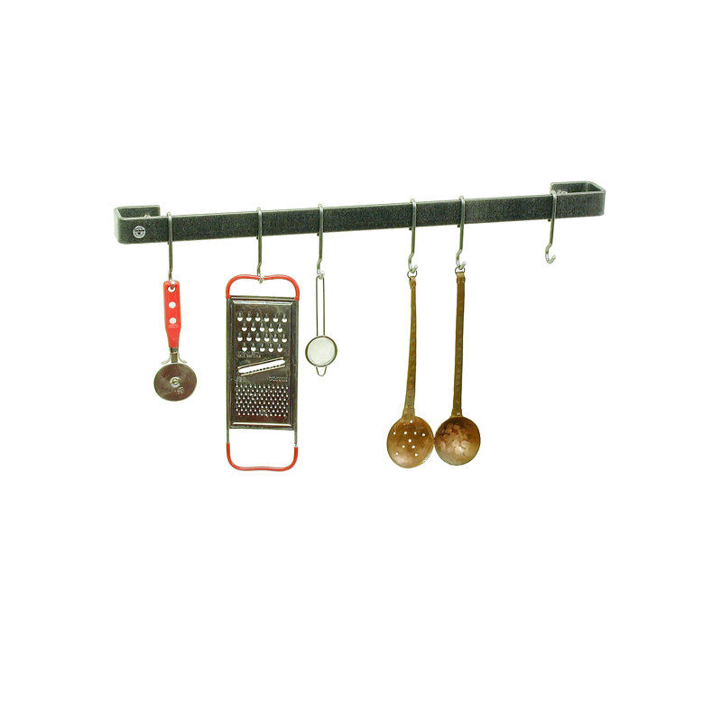 Utensil Bar Handcrafted Wall Mounted Pot Rack, 4.5" H x 36" W x 2" D, Stainless Steel