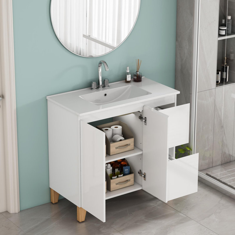 Ensemble de meuble-lavabo moderne avec lavabo 3 trous