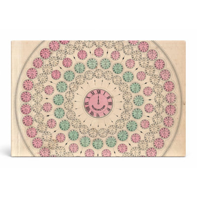 1866 Johnson Diagram of World Time Zones from Washington — Landscape Canvas Wall Art