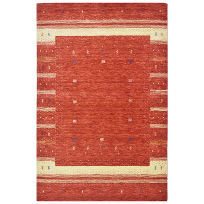 Tapis rouge et beige noué à la main de haute qualité