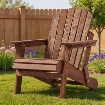 Chaise Adirondack surdimensionnée pliante en bois gaufré avec dossier et siège pré-assemblés