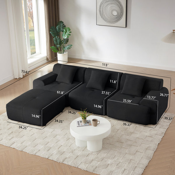 Ivy Bronx Modern L-Shaped Modular Sectional Sofa For Living Room ...