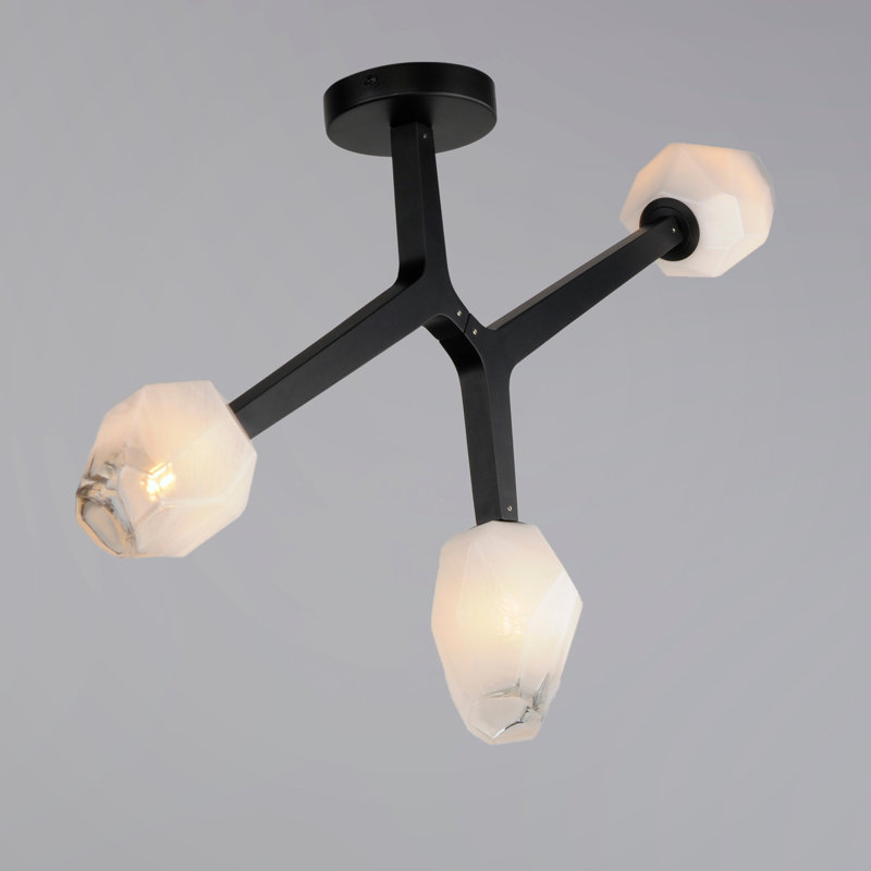 Plafonnier encastré 20 po à 3 lumières Dreanda, Noir