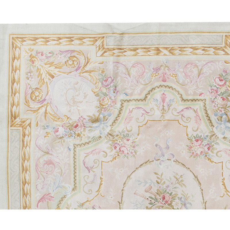 Hand-Knotted High-Quality Beige and Green Area Rug