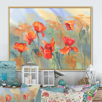 «Abstract Poppy Flowers On Rainy Day II», reproduction sur toile