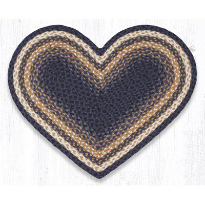  Tapis bleu clair, bleu foncé et moutarde tressé - qualité artisanale