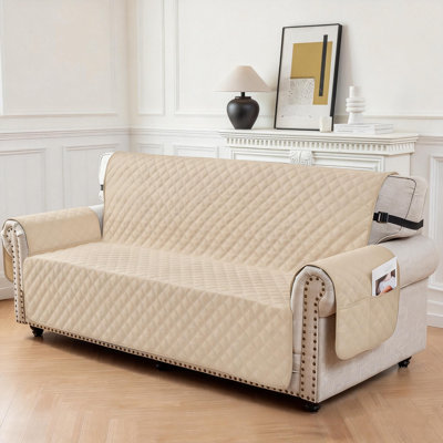 Reversible Water Repellent Dog Sofa Cover With Elastic Straps, 80 X 123-In, Beige