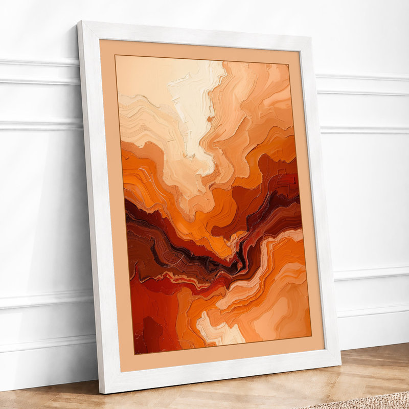 Molten Flow Abstract - Framed Print, A3 - 42.0 x 29.7 cm, White