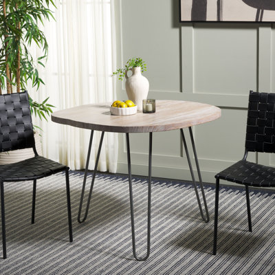 Cedar Free Form Solid Wood Top with Iron Base Dining Table