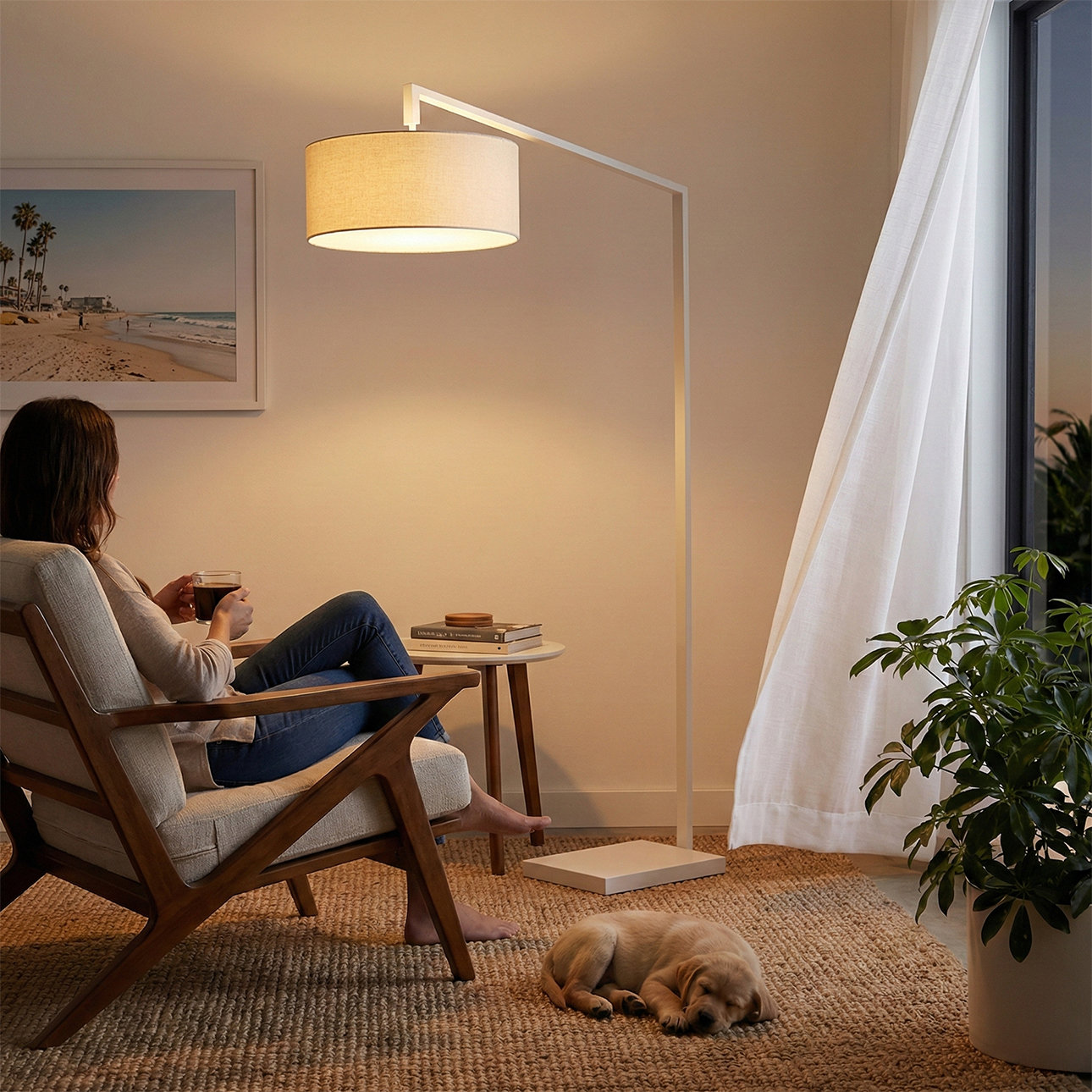 Stretch 75" Dimmable Floor Lamp, White