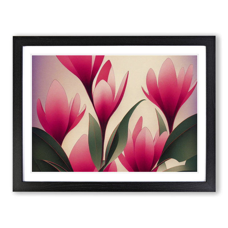 Cherry Blossom Flowers - Single Picture Frame Painting, 46cm H x 64cm W x 2cm D, Black