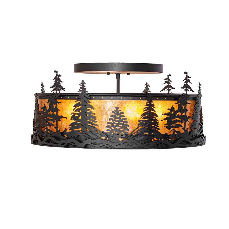 Tall Pines 4 - Light Semi Flush Mount, Textured Black