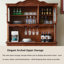 Armoire à vin en bois massif 51,18 ", présentoir en verre avec rangement en couches de grande capacité