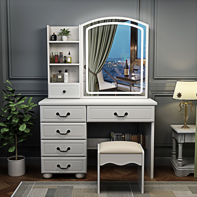 Table de coiffeuse avec miroir et lumières