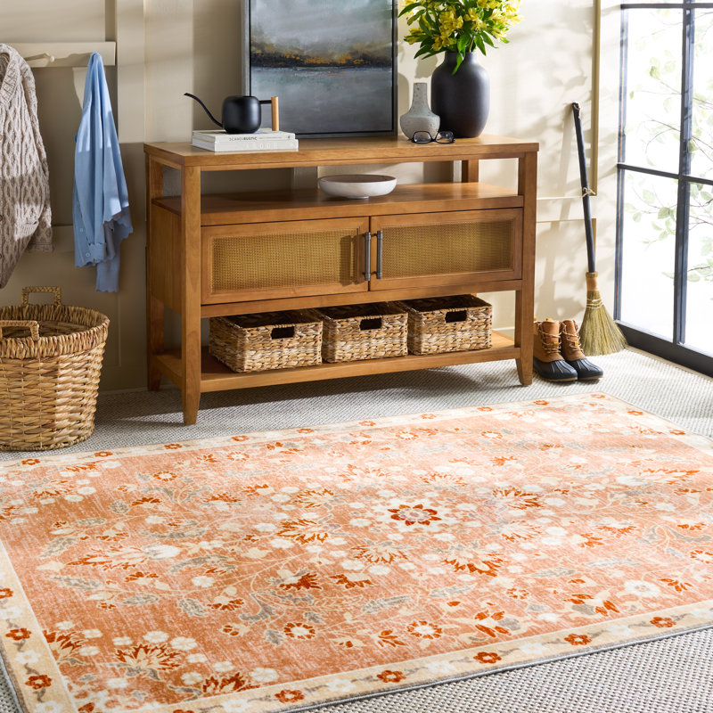 Msrw 184 Performance Machine Washable Floral Rug, Rectangle 5' x 7'