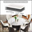 Table de salle à manger 53 pouces ronde en marbre artificiel avec base en bois massif texturé noir pour 6 personnes, parfaite pour la salle à manger et le salon-2144508836-2144508762-2144508767
