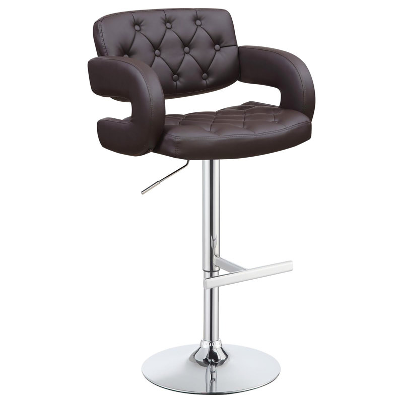 Brown And Chrome Adjustable Bar Stool