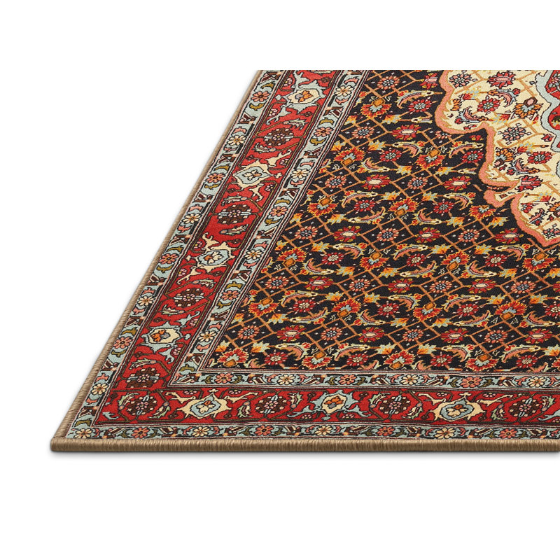 Tapis traditionnel rouge / beige Tobar, Rectangle 5 pi x 7 pi