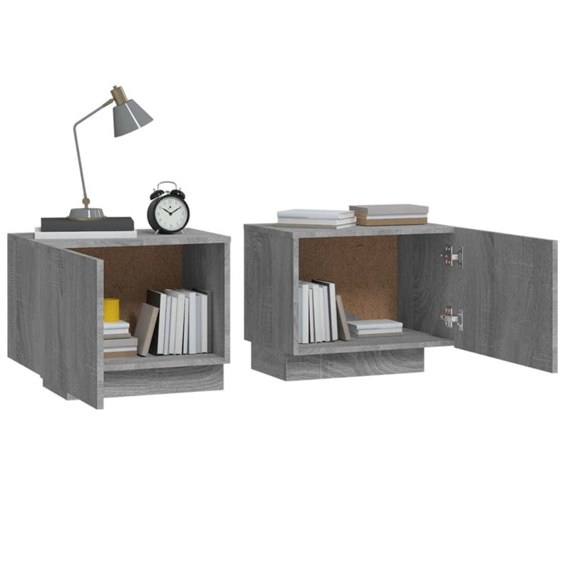 Gillean Manufactured Wood Bedside Table, Grey Sonoma