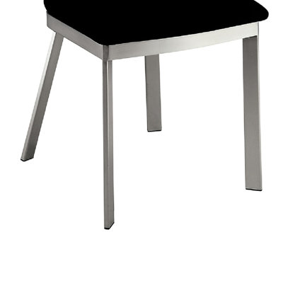 2 Fabric And Metal Chairs, Silver + Black, Cushioned Seat, Oval Back For Dining Area Microfiber Side Chairs  2Pcs , Padded Room