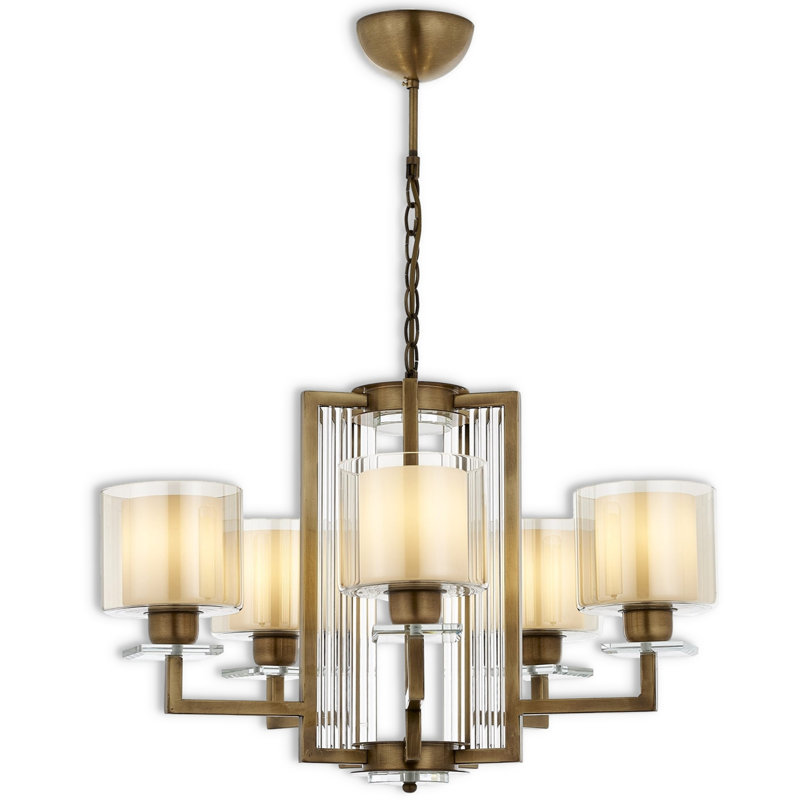 Lustre en métal, 5 lumières, Rétro