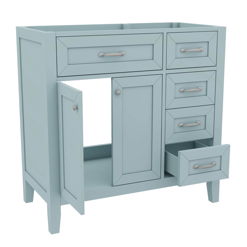 Meuble-lavabo simple 36 po avec tiroirs pratiques, Vert
