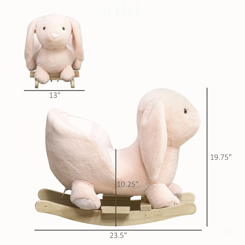 Cheval à bascule lapin mignon avec siège en peluche et effets sonores réalistes pour la sécurité et le confort des tout-petits