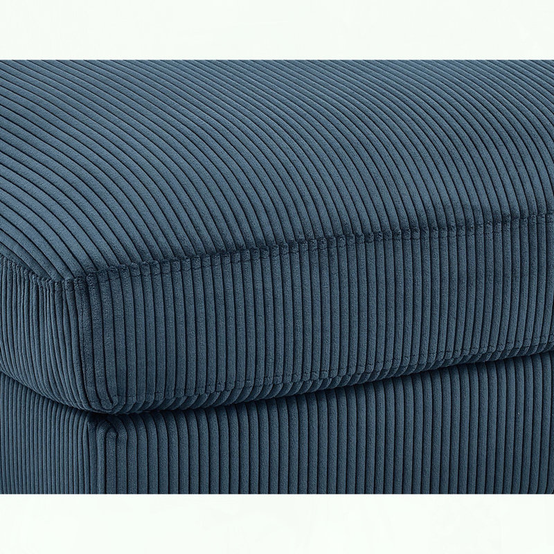 Repose-pieds en velours côtelé rectangulaire avec pieds robustes en plastique, Bleu très foncé