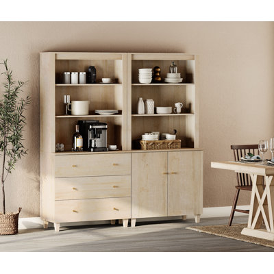 Ensemble de garde-manger de 71 po de hauteur, ensemble de 2 garde-manger avec armoires et tiroirs, armoires de rangement modulaires modernes avec tablettes ouvertes et portes pour la salle à manger