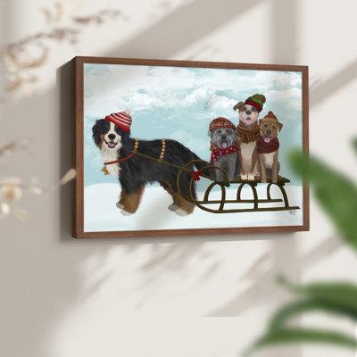 «Christmas Mutt Sled», reproduction encadrée