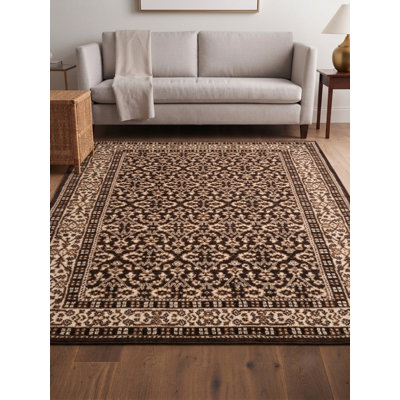 Tapis intérieur brun beige en laine noué à la main