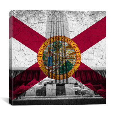 " Florida Flag, Capital Grunge Cracks "