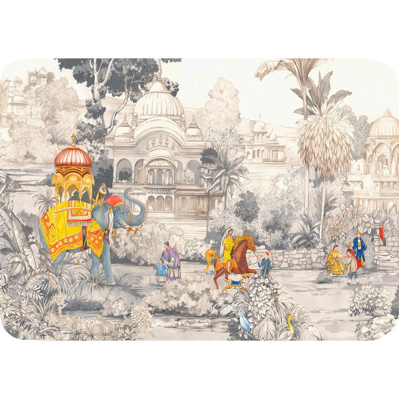 India Scene Vegan Leather Rectangle Placemats, Spectacular