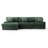 3 - Piece Upholstered Green Faux Rabbit Fur Flannel Modular Sectional Sofa with Armrests & Throw Pillows-1423505355