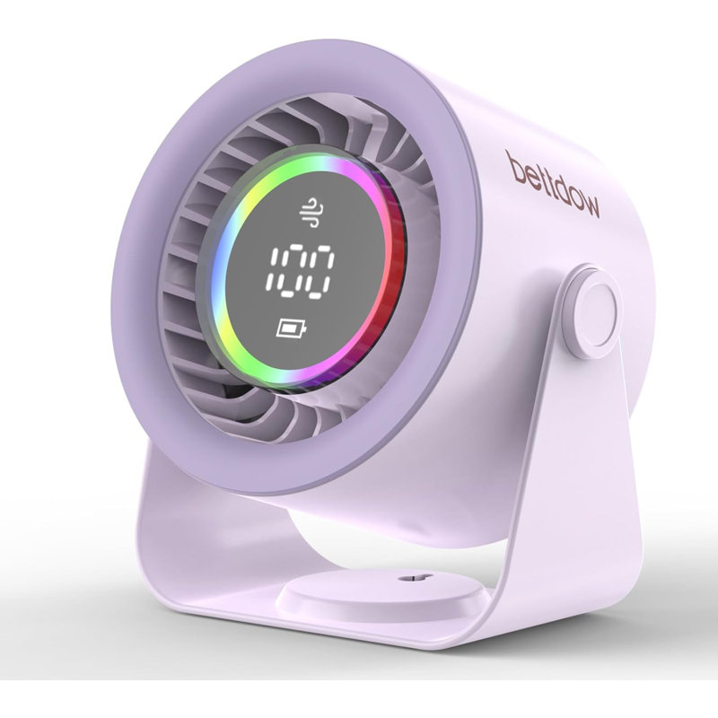 Ventilateur de bureau, 100 ventilateurs de table à grande vitesse, 12 heures de temps de refroidissement, affichage numérique, modes d'éclairage réglables, ventilateur portatif pour la cuisine de bureau à domicile