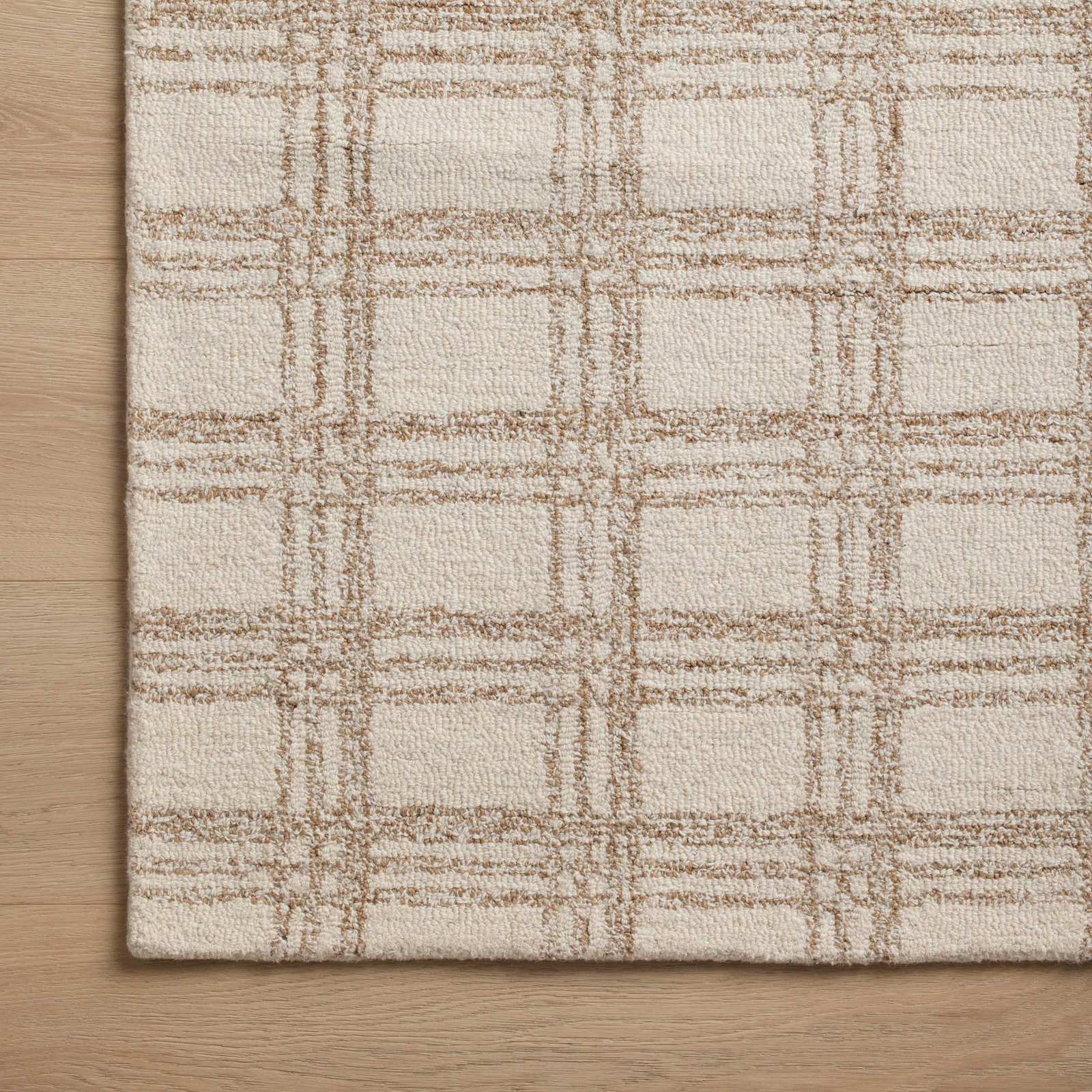 Chris Loves Julia x Loloi Polly Cream Sand Rug, Square 1'6"