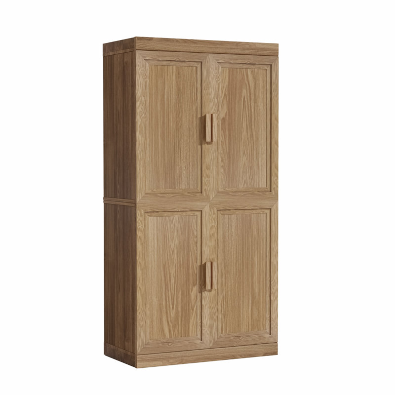 Armoire de rangement avec tablettes réglables Nashaya, Bois naturel, 2 PCs-31"H+31"H