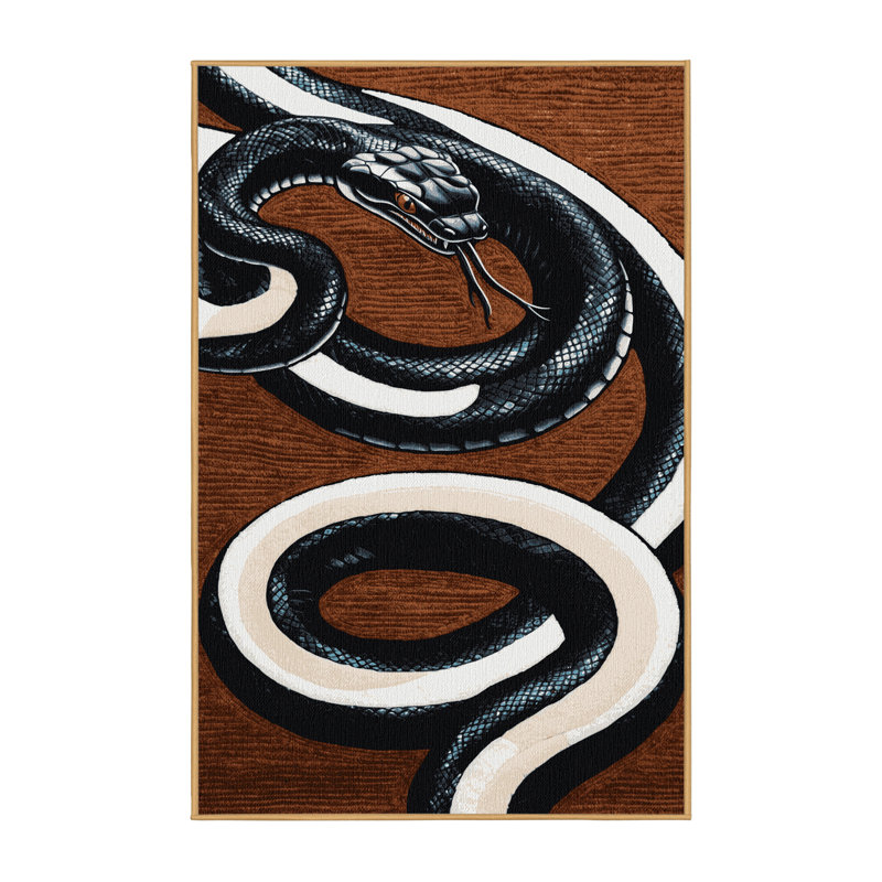  Tapis lavable noir à motif de faune sauvage, Tapis de couloir 2 pi x 4 pi