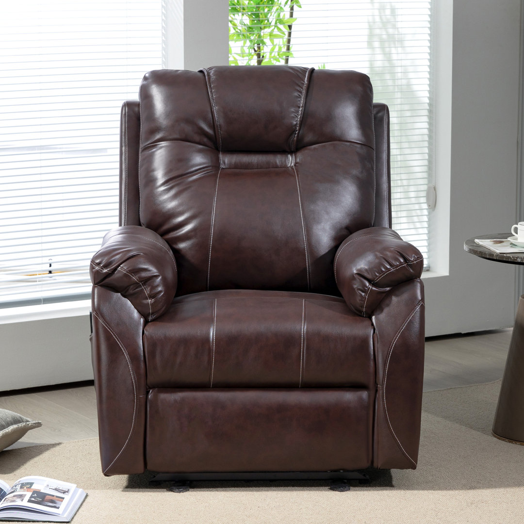 34.6" Wide Power Zero Clearance Standard Recliner with Massager Red Barrel Studio® Upholstery 