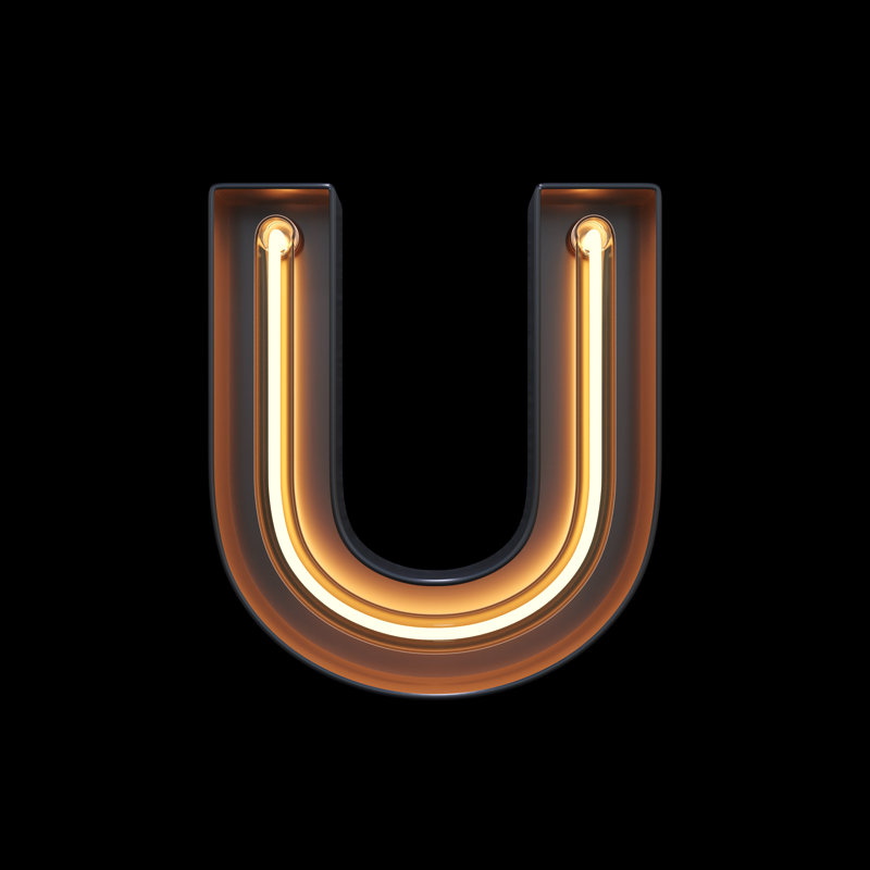 Neon Light Alphabet U With Clipping Path by Sarawuth702 - Wrapped Canvas Print, 91cm H x 91cm W