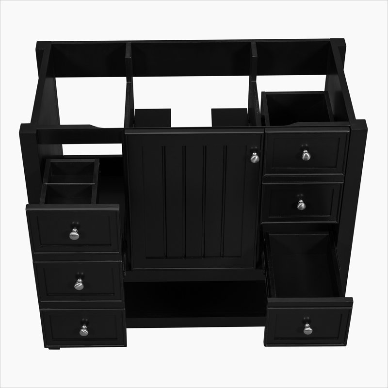 36" Gray Solid Wood and MDF Freestanding Bathroom Vanity Cabinet