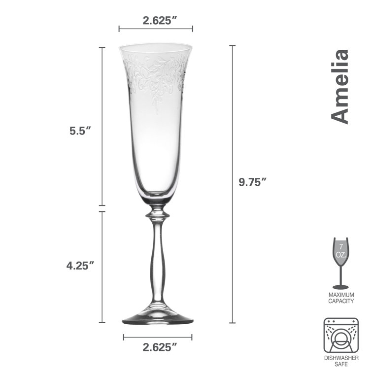 Mikasa Julie 8 oz Clear Crystal Champagne Flutes 