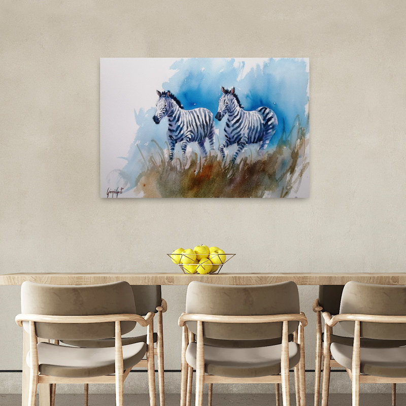 Zèbre 4, art mural zèbre contemporain, H 24 po x l 36 po