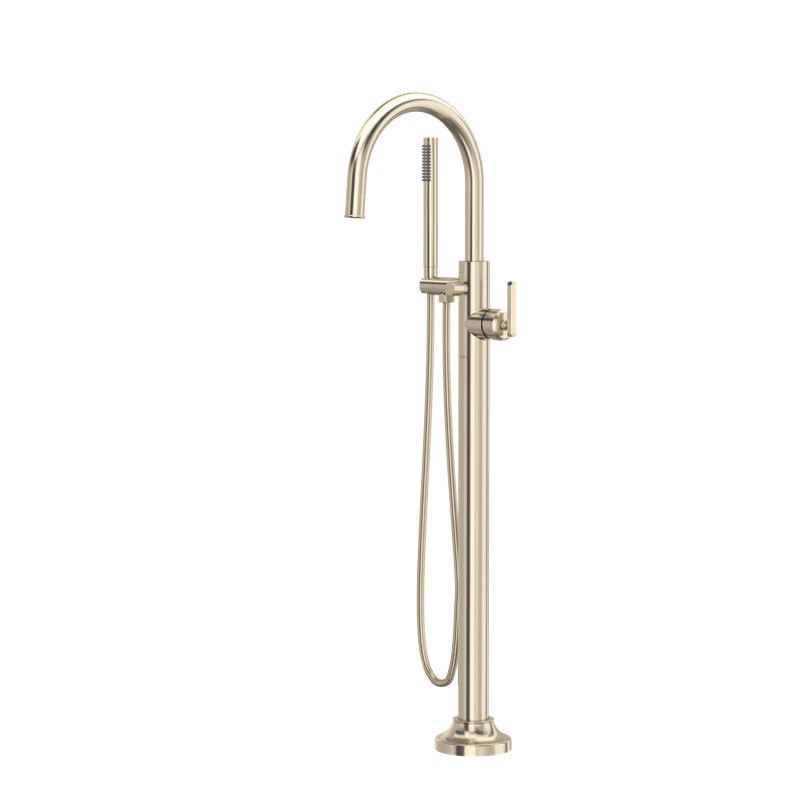 Apothecary Single Hole Floor Mount Tub Filler Trim, Satin Nickel