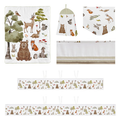 Watercolor Woodland Forest Animals 6 - Piece Crib Bedding Set